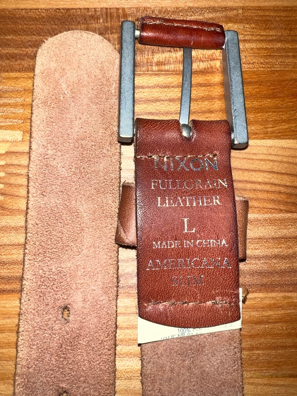 🤎Nixon Americana Slim Brown Leather Belt w Silver Buckle • Unisex - Picture 4 of 5